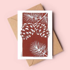 pinecones-linocut-print