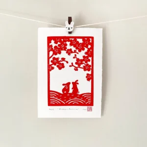 rabbits-linocut-print