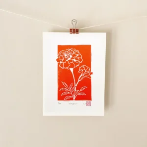 marigold-linocut-print