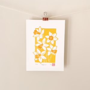 daffodils-linocut-print