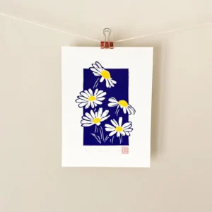 daisies-linocut-print