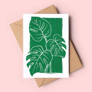 monstera-linocut-card