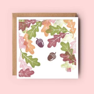 acorns-oak-leaves-art-card